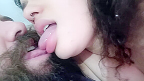 Kiss Cat In Excited, This Greedy Bitch Devours The Cuckolds Mouth With Her Big Juicy Mouth Thirsty For Kisses