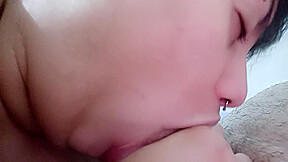 Worship The Cuckolds Balls Full Of Sperm, She Licks And Sucks Everything, Delighting In The Balls